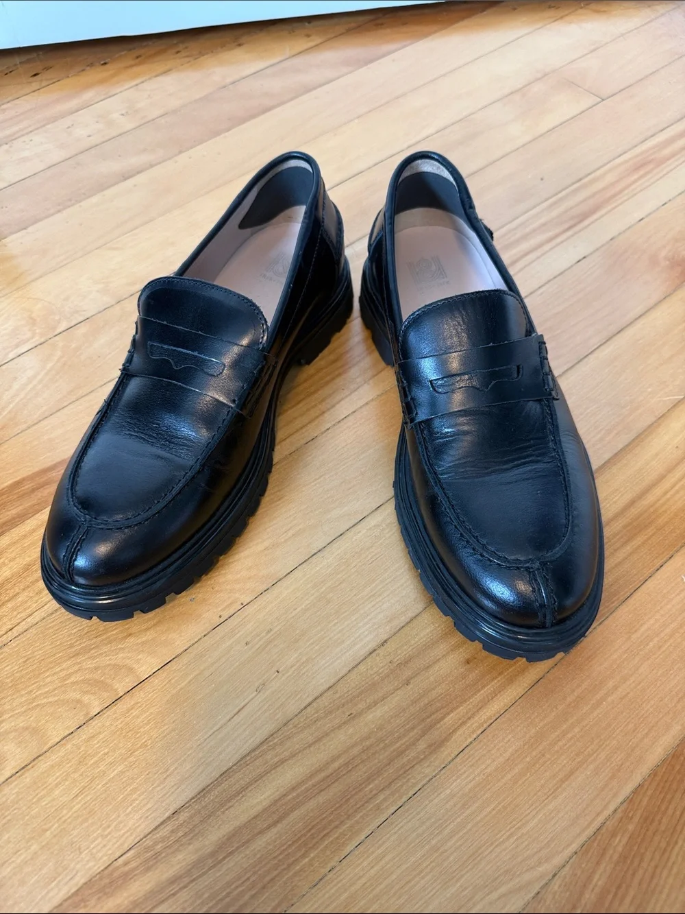 Iris & Ink women’s black leather penny loafers - size 37 (US 6.5 or 7)
